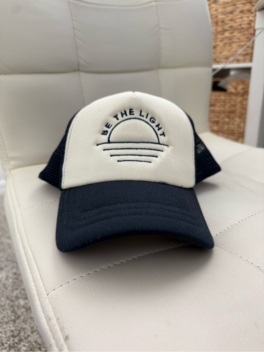 Be The Light Two-Tone Trucker Hat - Navy and Cream